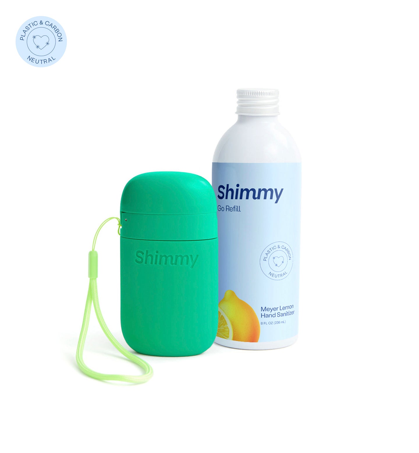 Shimmy Go Portable Hand Sanitizer Dispenser Kelly Green + Meyer Lemon Hand Sanitizer [40734807359679] - 40734807359679