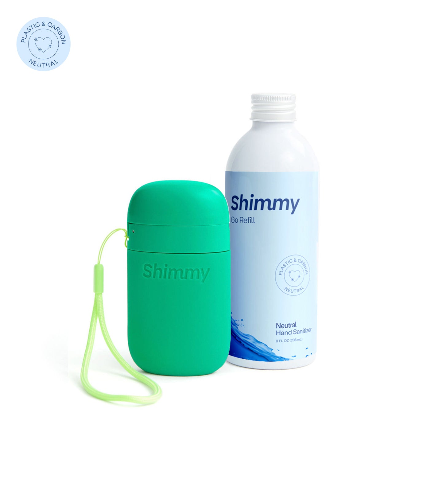 Shimmy Go Portable Hand Sanitizer Dispenser Kelly Green + Neutral Hand Sanitizer [41594059555007] - 41594059555007