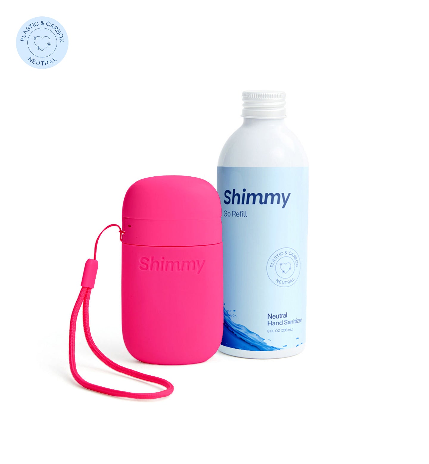 Shimmy Go Portable Hand Sanitizer Dispenser Magenta + Neutral Hand Sanitizer [41594059489471] - 41594059489471