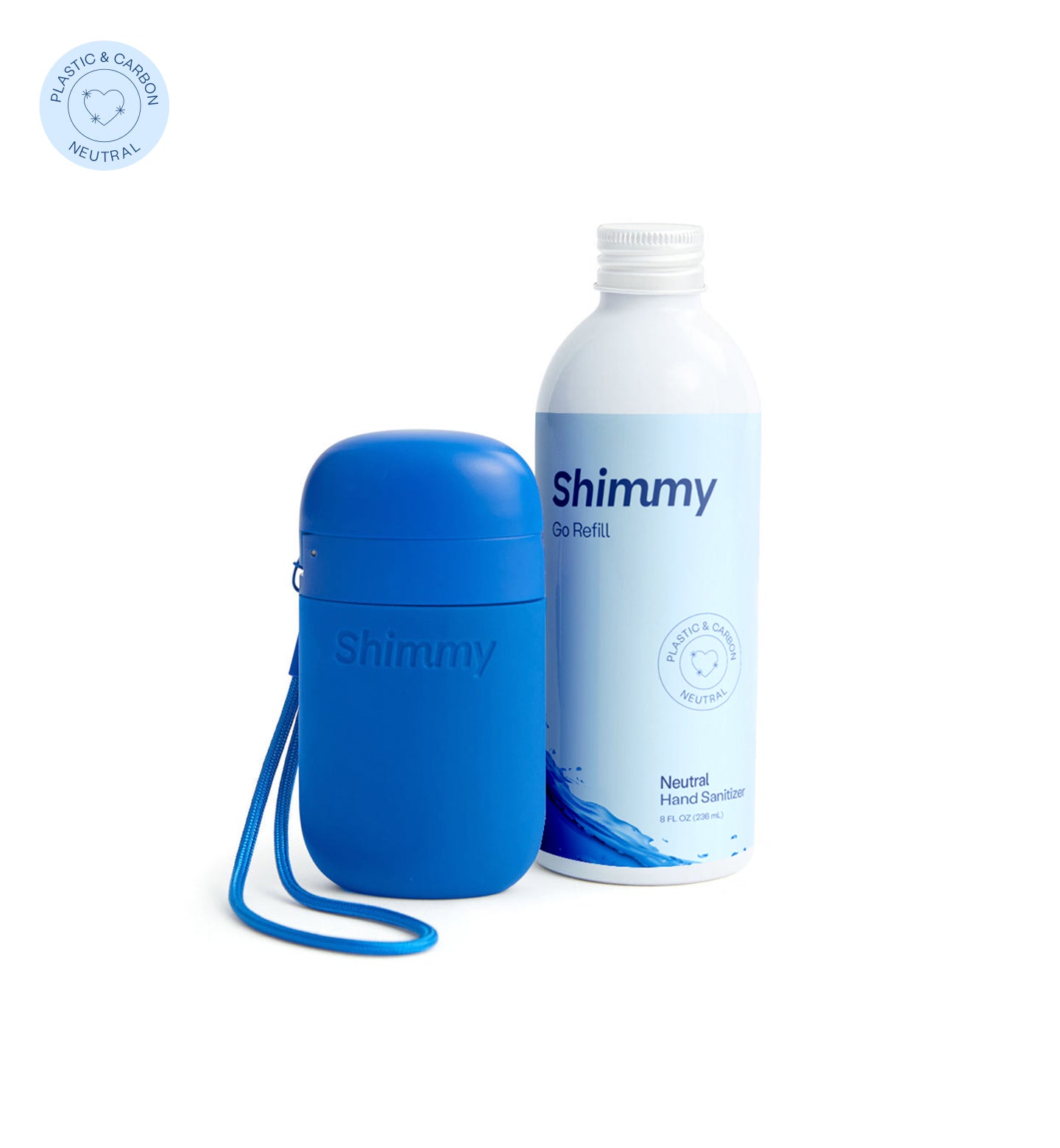 Shimmy Go Portable Hand Sanitizer Dispenser Navy Blue + Neutral Hand Sanitizer [41594059620543] - 41594059620543