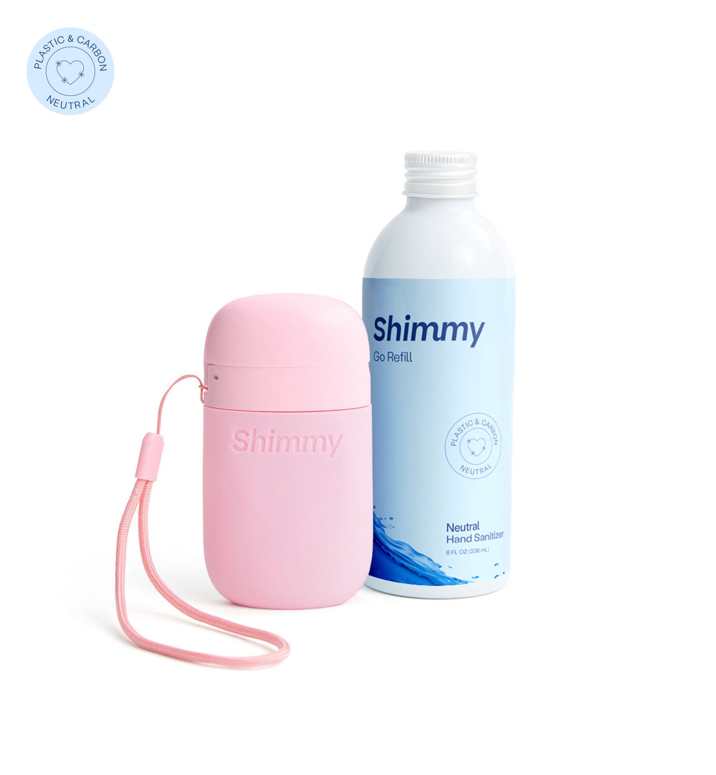 Shimmy Go Portable Hand Sanitizer Dispenser Soft Pink + Neutral Hand Sanitizer [41594059686079] - 