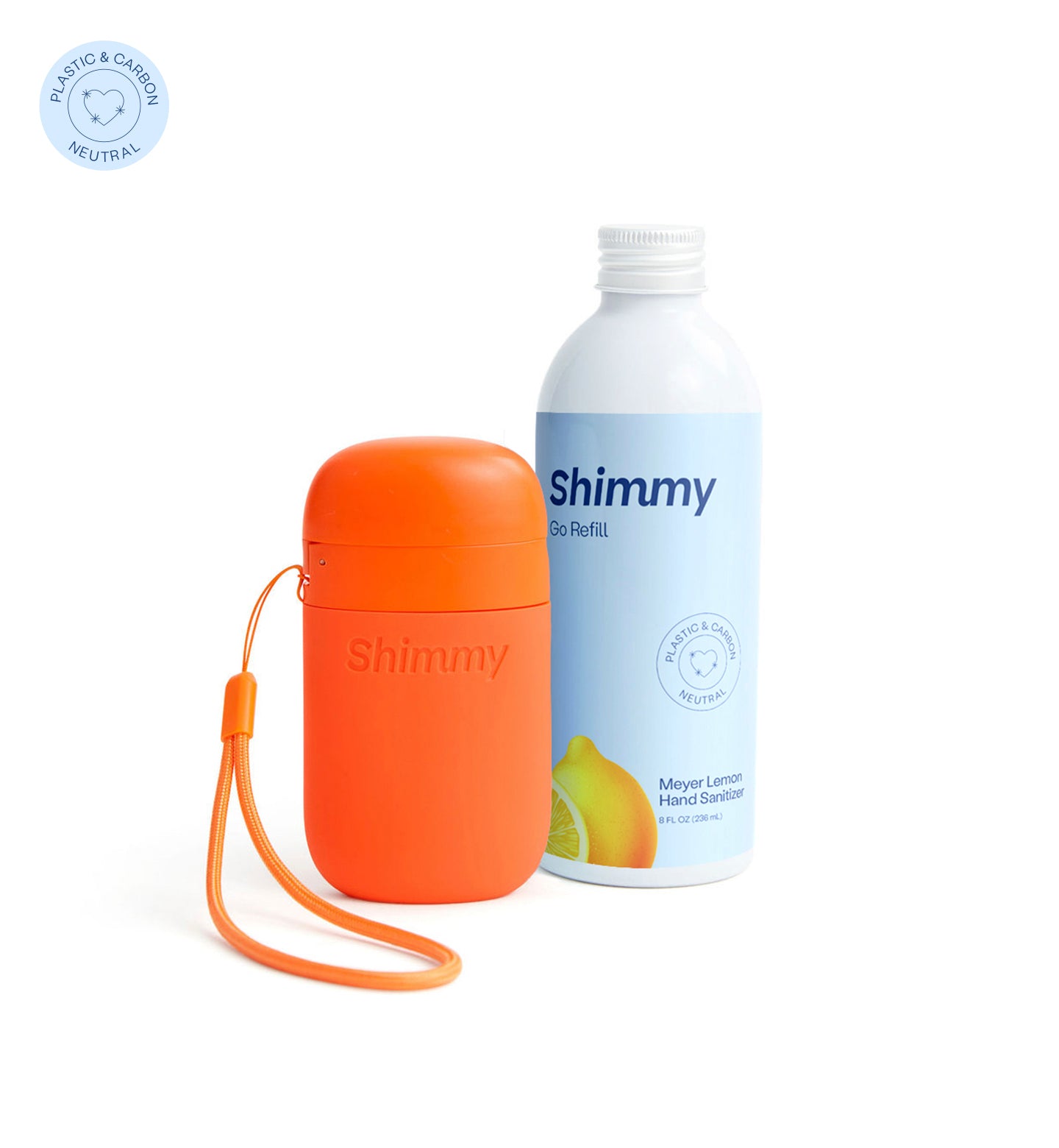 Shimmy Go Portable Hand Sanitizer Dispenser Sunset Red + Meyer Lemon Hand Sanitizer [40734763450559] - 