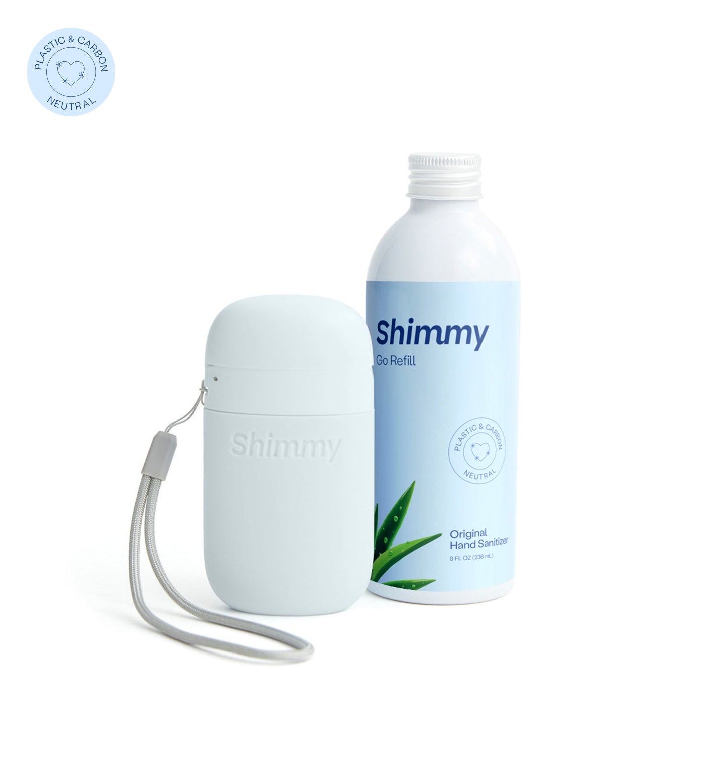 Shimmy Go Portable Hand Sanitizer Dispenser Soft Blue + Original Hand Sanitizer [40734799921343] - 