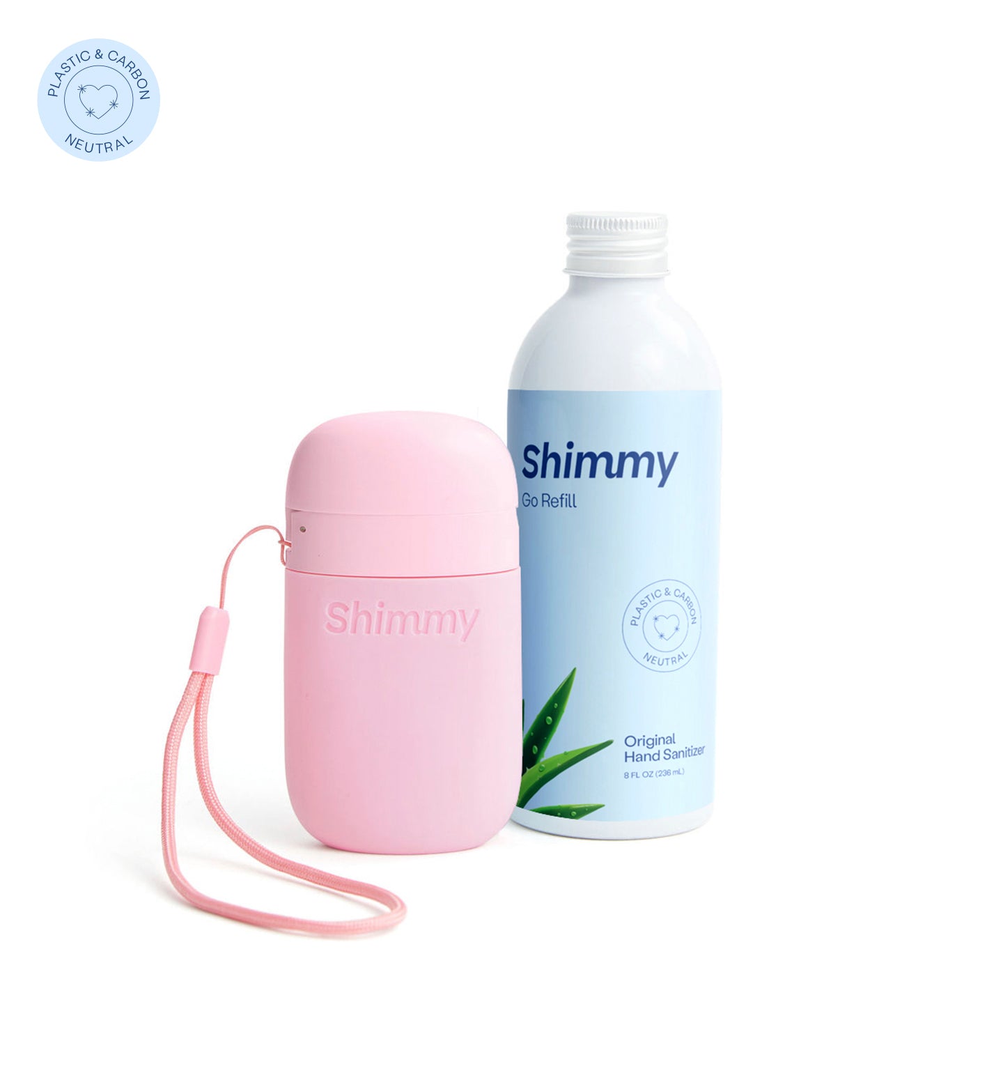 Shimmy Go Portable Hand Sanitizer Dispenser Soft Pink + Original Hand Sanitizer [40734758273215] - 